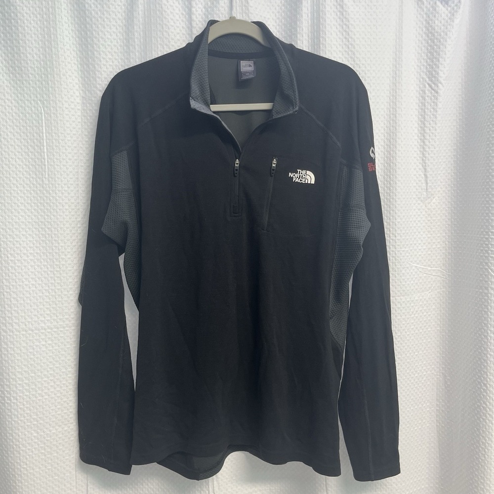 The North Face Summit Seriesβ Black 1/4 Zip Wool Blend Pullover Large Hiking